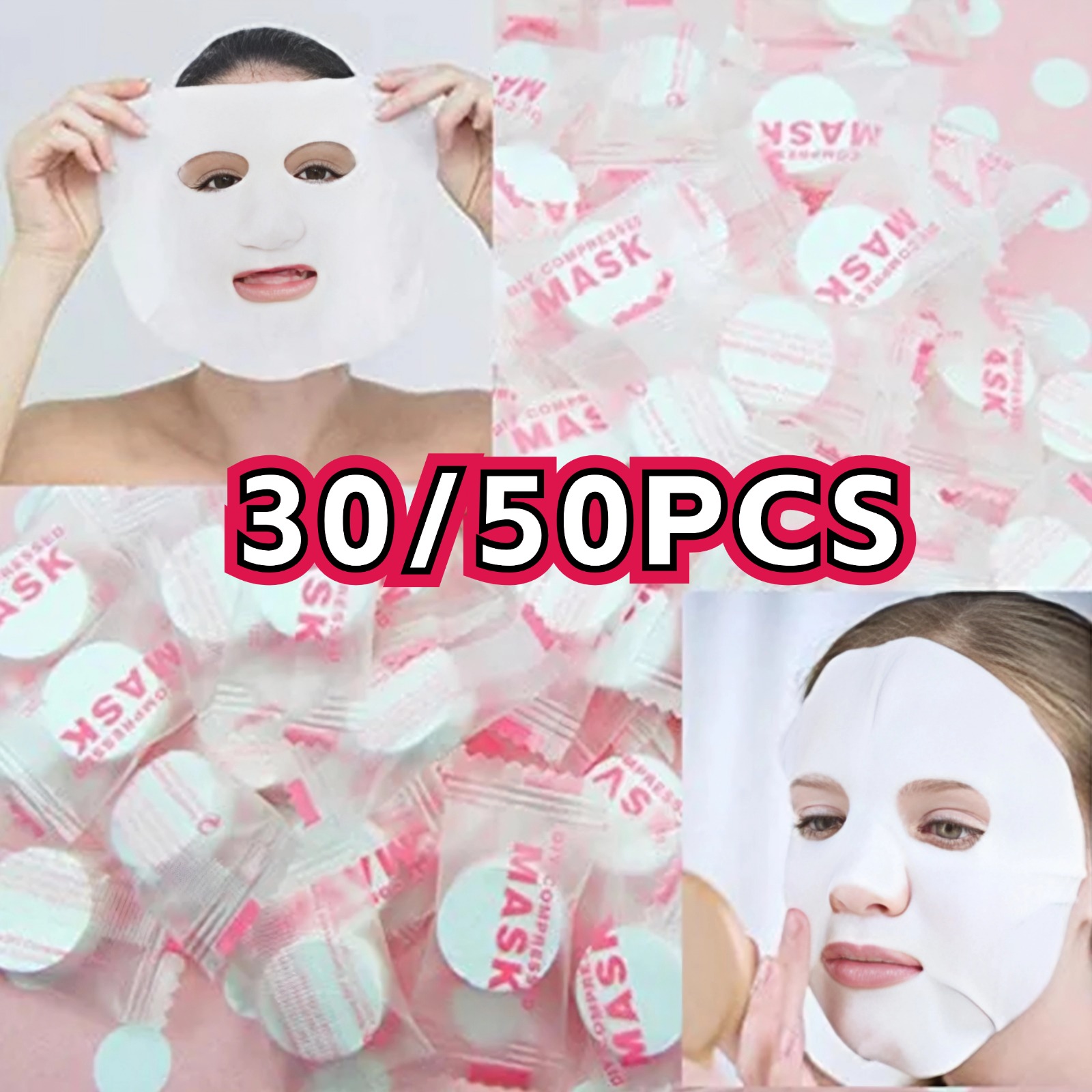 Sheet Face Mask Pack - 30/50pcs Disposable Compressed Facial Mask Portable