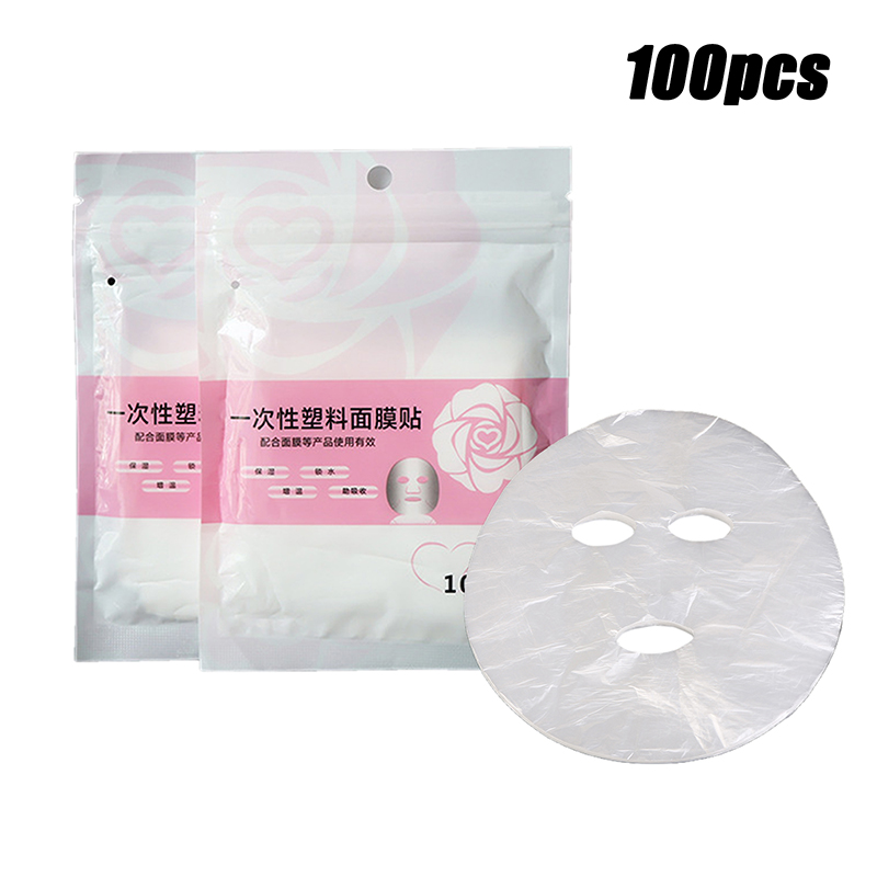 Sheet Face Mask Pack - 100Pcs Natural Disposable Plastic Film Skin