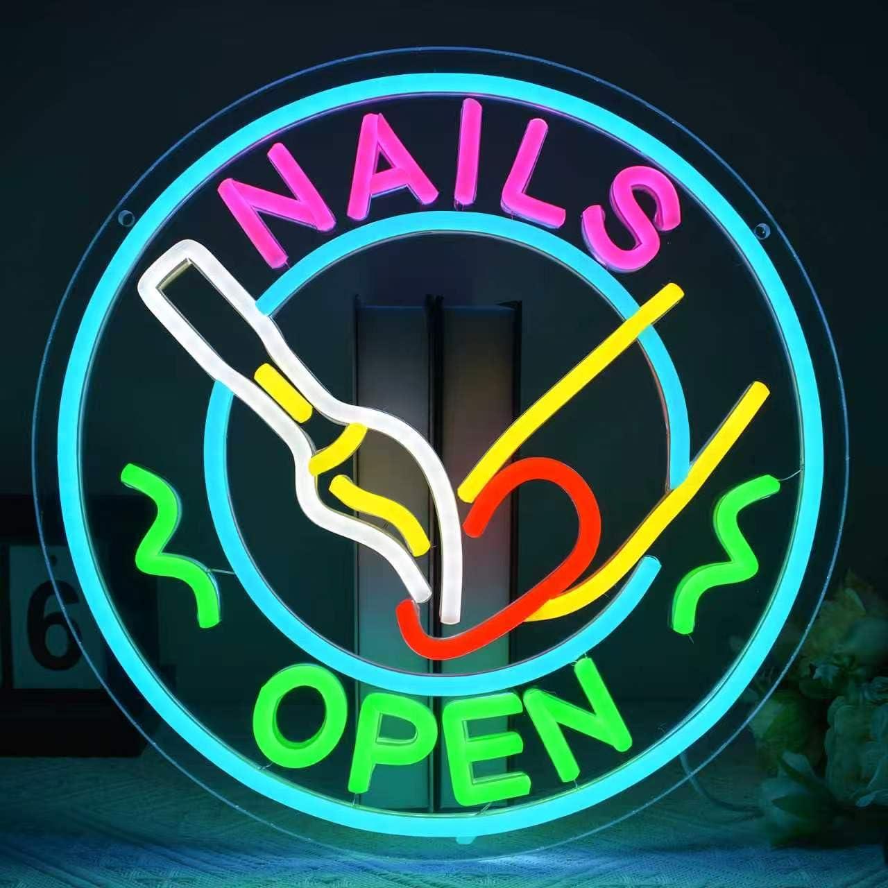 Nails Open Neon Sign USB Dimma - Beauty Makeup Studio recension och pris