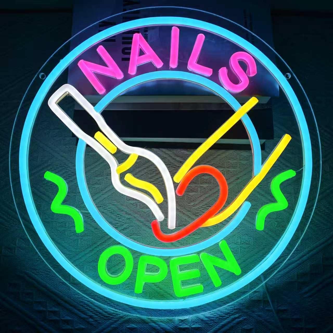 Nails Open Neon Sign USB Dimma - Beauty Makeup Studio recension och pris