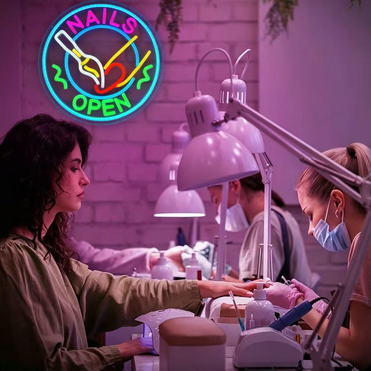 Nails Open Neon Sign USB Dimma - Beauty Makeup Studio recension och pris