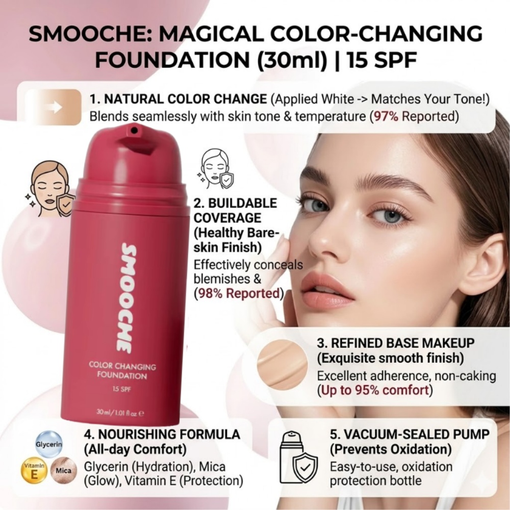 SMOOCHE Color Changing Foundat - Concealer Full Coverage recension och pris
