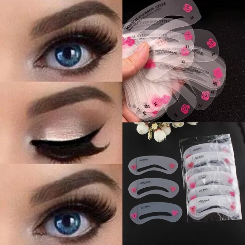 1/2/4/6set Reusable Eyebrow St - Beauty Makeup Drawing recension och pris