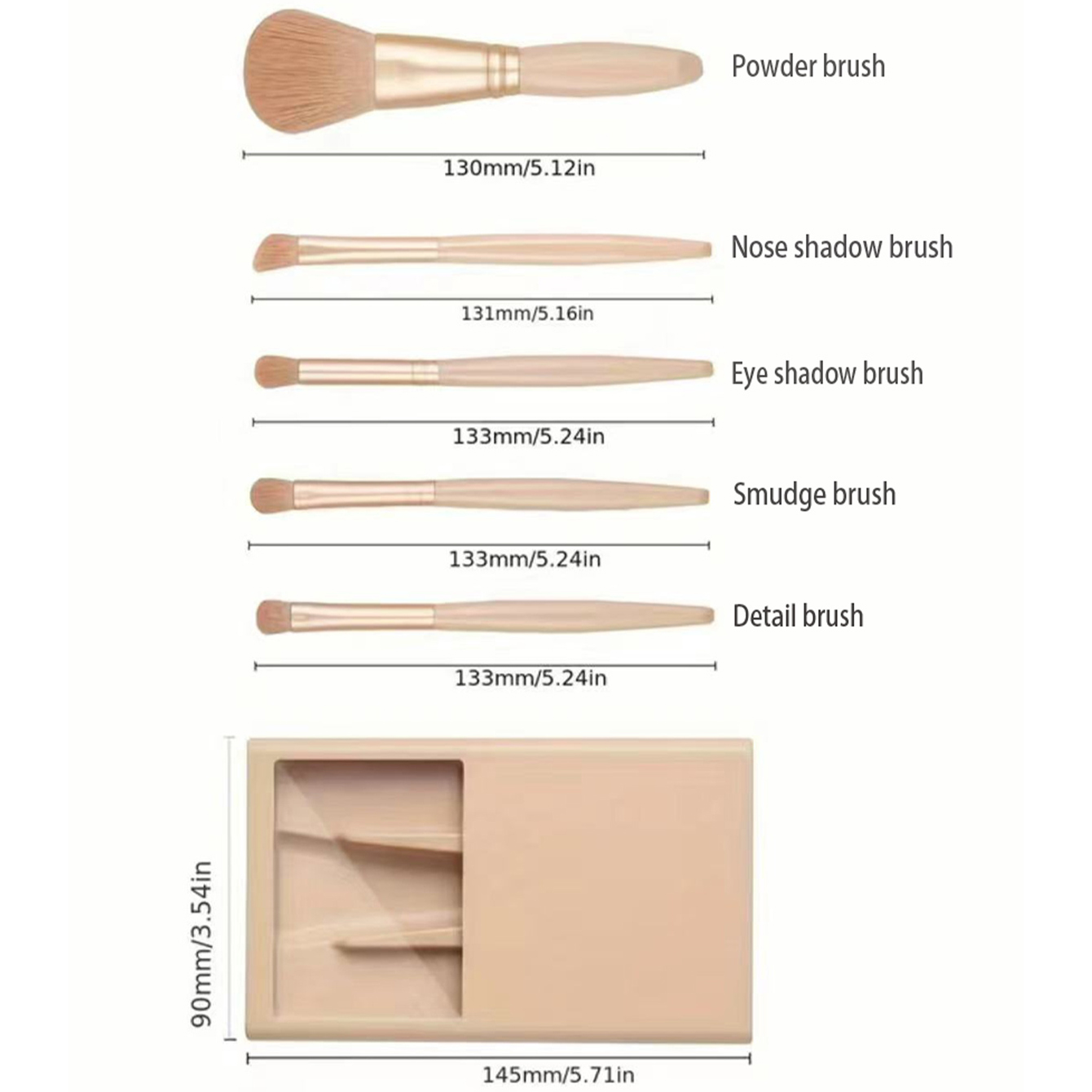 5pcs Cosmetic Brush Kit With M - Beauty Makeup Kit recension och pris