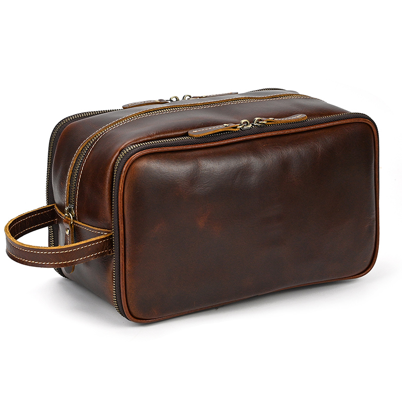 Cowhide Toiletry Bag Men Leath - Beauty Makeup Supply recension och pris