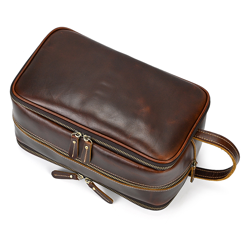 Cowhide Toiletry Bag Men Leath - Beauty Makeup Supply recension och pris