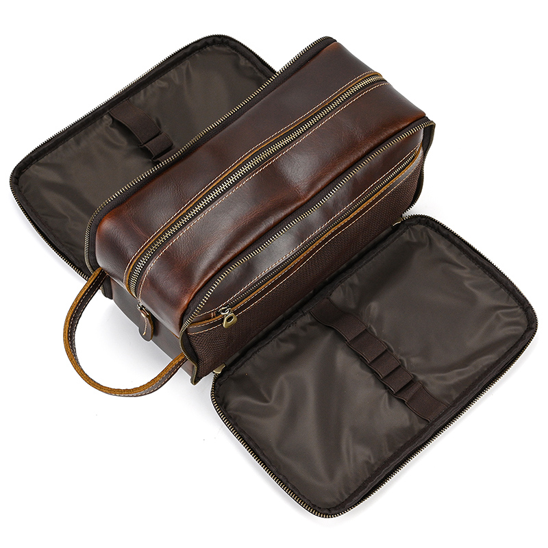 Cowhide Toiletry Bag Men Leath - Beauty Makeup Supply recension och pris